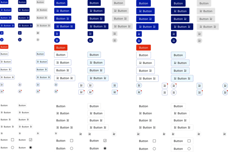 Detail of filled button states and icon placements